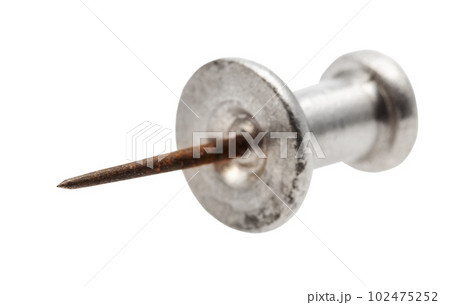 view from tip on vintage steel push pin isolated 102475252