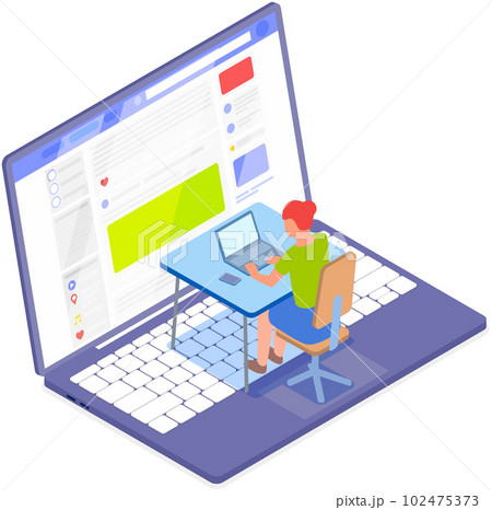 Project task management and effective planning with female analyst sitting working with laptop 102475373