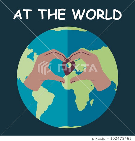 Environmentally friendly icon. Ecological concept with green eco land and hands in shape of heart Environmentally friendly icon. Ecological concept with green eco land and hands in shape of heart 102475463
