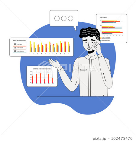 Businessman with laptop working with finance, funds and profit growth, investor talking on phone Businessman with laptop working with finance, funds and profit growth, investor talking on phone 102475476