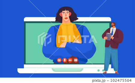 Businessman with personal mentor discussing business strategy use video conference communication Businessman with personal mentor discussing business strategy use video conference communication 102475504
