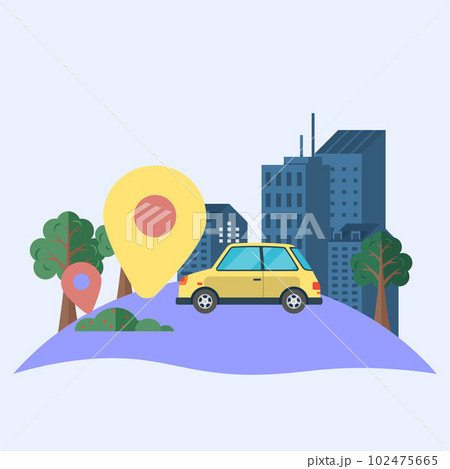 Online ordering taxi car, rent and sharing using service mobile app. Means of public transport 102475665