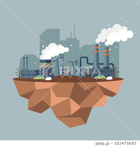 Causes of climate change. High levels of carbon dioxide CO2 in atmosphere. Industrial emissions 102475697
