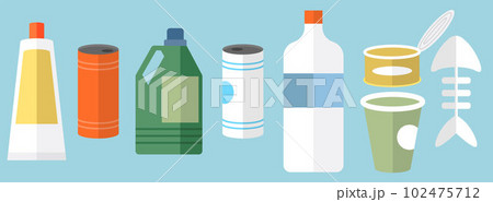 Restoration of the ecology of the planet. Garbage set. Take out a rubbish. Garbage sorting. Plastic, organic, metal Restoration of the ecology of the planet. Garbage set. Take out a rubbish. Garbage sorting. Plastic, organic, metal 102475712