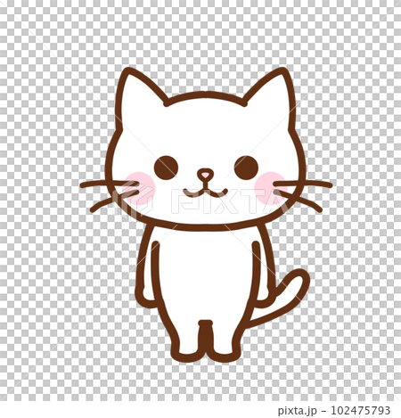 簡單的白貓角色全身 102475793