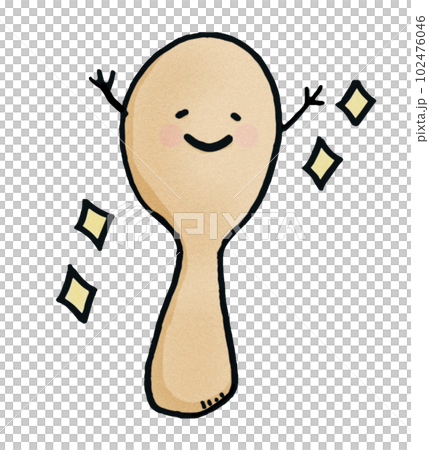 嬉しくてキラキラしているゆるいしゃもじのイラスト 嬉しくてキラキラしているゆるいしゃもじのイラスト 102476046