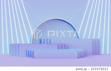 3D Render, Minimal Realistic pastel Display Podium for Product Mock up or Cosmetics Presentation in colorful pastel Studio, Cylinder pedestal showcase scene, geometric shapes background. 102478023