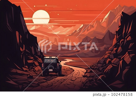 Mars rover exploring Red Planet rocky surface Mars rover exploring Red Planet rocky surface 102478158