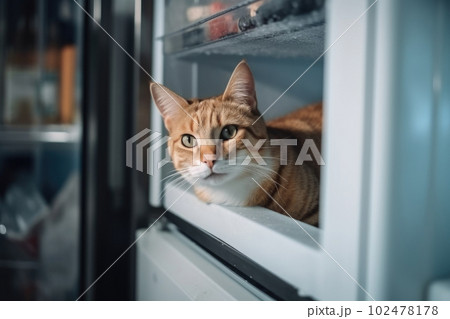 Domestic cat seeks relief from hot summer heat Domestic cat seeks relief from hot summer heat 102478178