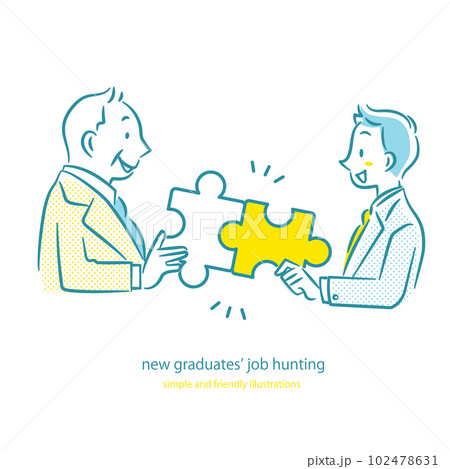 人材採用　採用担当者と就活生　シンプルでお洒落な線画イラスト 102478631