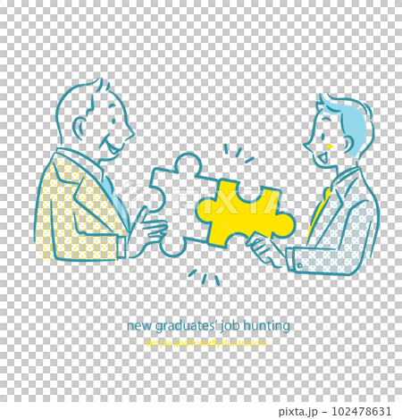 人材採用　採用担当者と就活生　シンプルでお洒落な線画イラスト 102478631