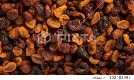 Organic Dried Raisins Berry Photorealistic Horizontal Background. Healthy Vegetarian Energy Snack. Ai Generated Hyperrealistic Background with Delicious Chewy Dried Raisins Berry. Organic Dried Raisins Berry Photorealistic Horizontal Background. Healthy Vegetarian Energy Snack. Ai Generated Hyperrealistic Background with Delicious Chewy Dried Raisins Berry. 102482992
