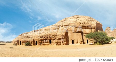 Jabal al banat complex of nabataean tombs, Hegra, Al Ula, Saudi Arabia 102483084