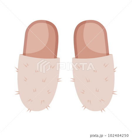 Home slippers. Vector illustration in flat cartoon style isolated on white background. Home slippers. Vector illustration in flat cartoon style isolated on white background. 102484250