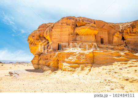 Jabal al ahmar tombs carved in stone, Al Ula, Saudi Arabia Jabal al ahmar tombs carved in stone, Al Ula, Saudi Arabia 102484511