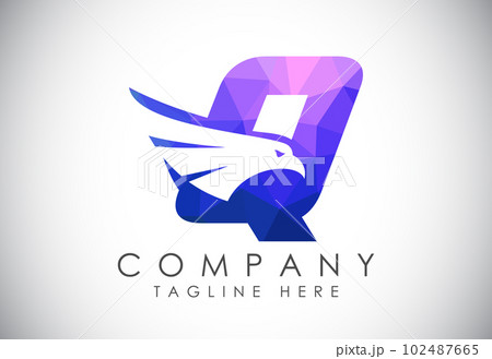 English alphabet with Eagle head negative space symbol. Creative Eagle head vector design template 102487665