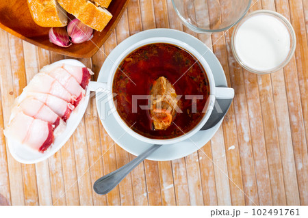 Traditional dish of Slavic cuisine Borsch Traditional dish of Slavic cuisine Borsch 102491761