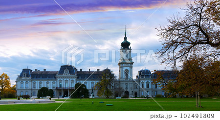 Twilight landscape with Festetics Palace Twilight landscape with Festetics Palace 102491809