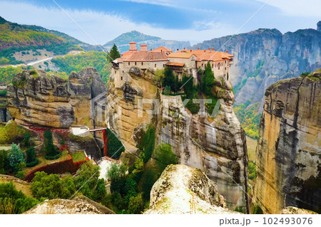 Beautiful landscape of Meteora, a famous tourist attraction in Kalambaka, Greece. Beautiful landscape of Meteora, a famous tourist attraction in Kalambaka, Greece. 102493076