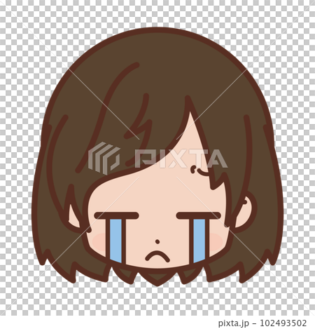 Face / facial expression icon (cry / sad / shock / frustrated) / female / young [1] 102493502