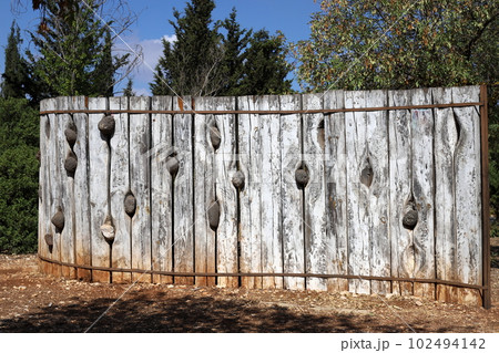 fence in a city park in northern Israel 102494142