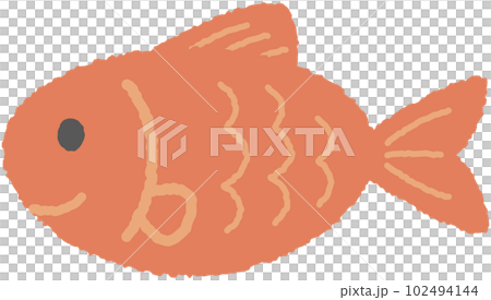 Simple and cute crayon touch goldfish character 102494144