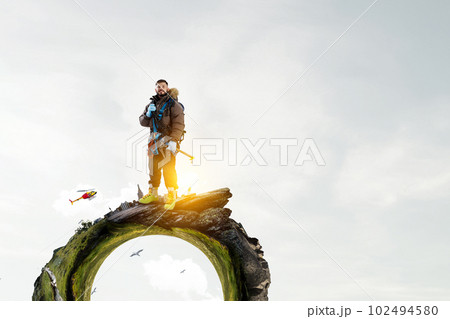 Male traveler exploring the world concept Male traveler exploring the world concept 102494580
