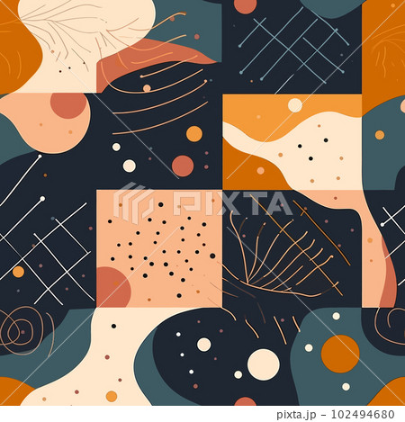 Seamless Fantasy: Abstract Shapes and Pastel Hues in a Pattern of Dreams 102494680