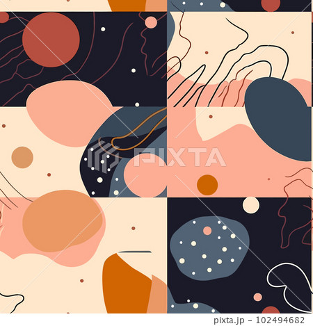 Dreams of Play: Abstract Shapes and Soft Hues in a Seamless Pattern 102494682