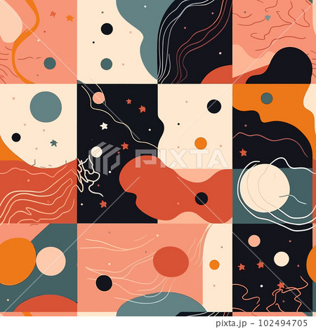 Childhood Dreams: A Seamless Pattern of Abstract Shapes and Soft Hues Childhood Dreams: A Seamless Pattern of Abstract Shapes and Soft Hues 102494705