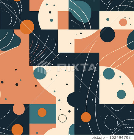 Seamless Dreams: A Pattern of Abstract Shapes in Pastel Hues 102494708
