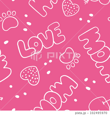 Love mom lettering and seamless pattern. Childish print for nursery in a Scandinavian style. Love mom lettering and seamless pattern. Childish print for nursery in a Scandinavian style. 102495970