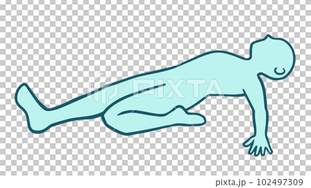 Person who stretches the thigh firmly, human type, blue Person who stretches the thigh firmly, human type, blue 102497309