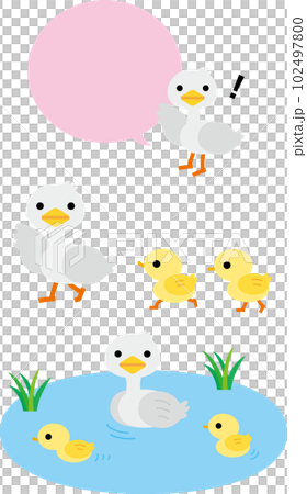 Illustration of a cute waterfowl parent and child Illustration of a cute waterfowl parent and child 102497800