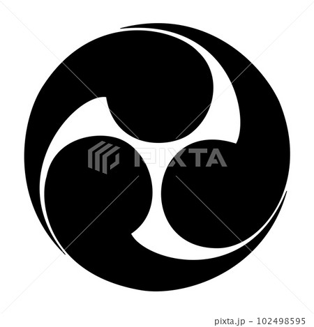 柴田勝家のの目付　不破光治の家紋　三つ巴 102498595