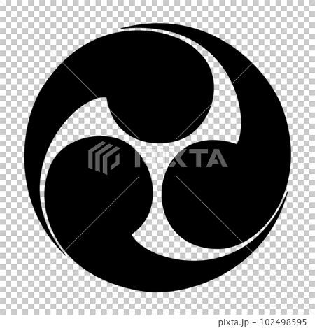 柴田勝家のの目付　不破光治の家紋　三つ巴 102498595