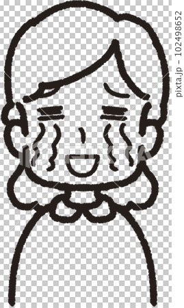 一個女人面向前方大聲哭泣的上半身線條畫插圖 102498652