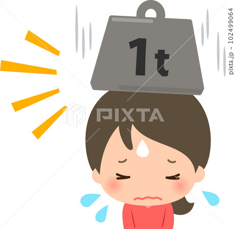 1トンの重りに押しつぶされる女性 1トンの重りに押しつぶされる女性 102499064