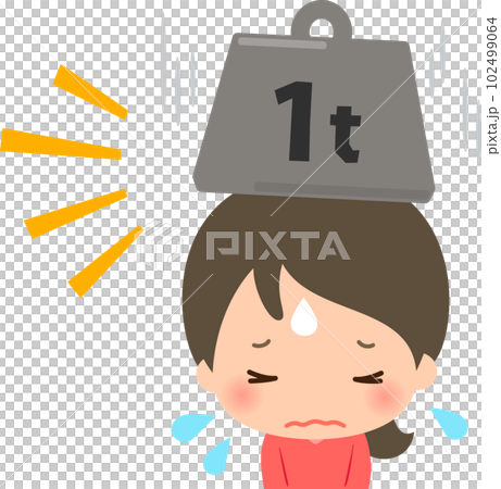 1トンの重りに押しつぶされる女性 1トンの重りに押しつぶされる女性 102499064