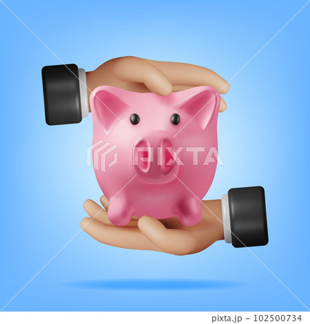 3d Piggy Bank in Hands Isolated 3d Piggy Bank in Hands Isolated 102500734