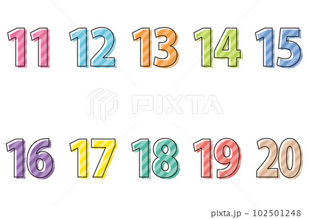 カラフルな数字　アイコン　ナンバー　セット 102501248