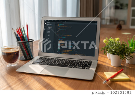 Software development programming on computer screen for modish application Software development programming on computer screen for modish application 102501393