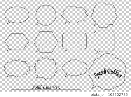 吹き出しセット 実線 枠のみのイラスト素材 [102502786] - PIXTA