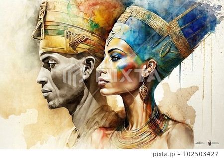 Egyptian Queen embracing her husbandのイラスト素材 [102503427] - PIXTA
