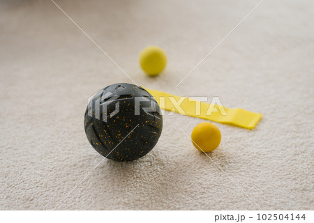 Fitness equipment with ball rollers. Myofascial massage MFR. The concept of relaxation and fitness Fitness equipment with ball rollers. Myofascial massage MFR. The concept of relaxation and fitness 102504144