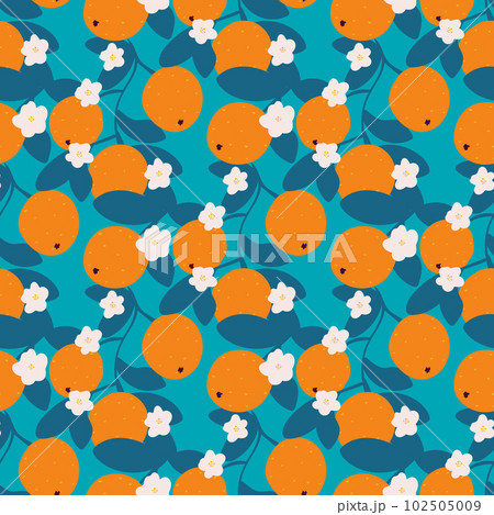 Exotic tropical seamless pattern with oranges 102505009