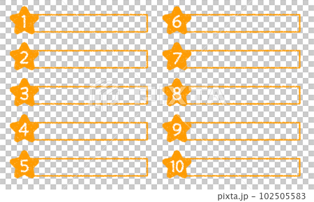 Crayon material Star-shaped title design set with numbers 102505583
