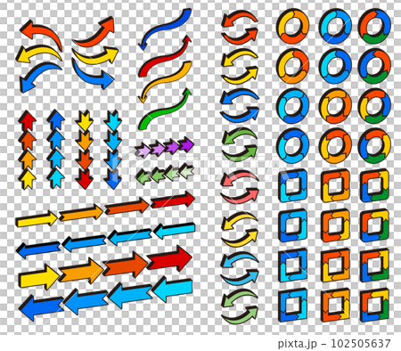 矢印　素材　カラー　ラバー風セット 102505637