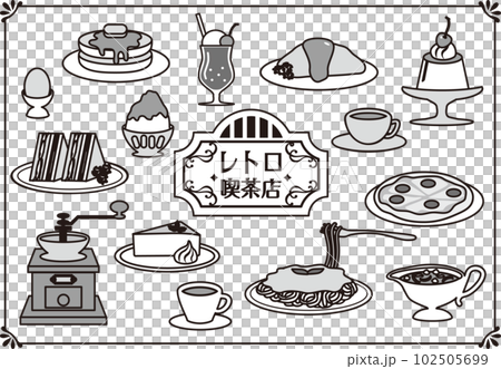 retro coffee shop menu set line drawing 102505699