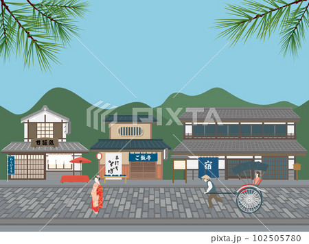 町屋に並ぶ老舗 日本の古い町並み 町屋に並ぶ老舗 日本の古い町並み 102505780